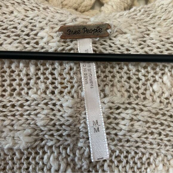 FREE PEOPLE Free Spirit Long Knit Cardigan Sweater Cream Tan Medium - Picture 12 of 12